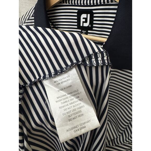 FootJoy Striped Golf Polo XL Navy White 1757 Golf Club FJ Logo - Picture 4 of 9
